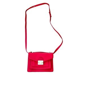LOEFFLER RANDAL Mini Saffiano Mini Rider Bag Crossbody Red Leather EUC